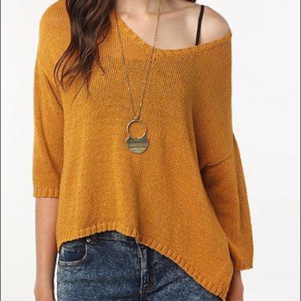 Urban Outfitters Cropped Pullover Sweater Mustard